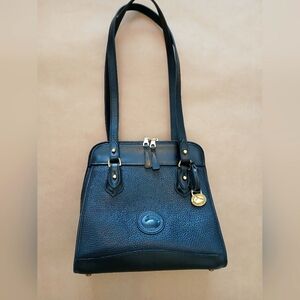 Vintage DOONEY AND BOURKE Carpet Shoulder Bag Black Leather Tote